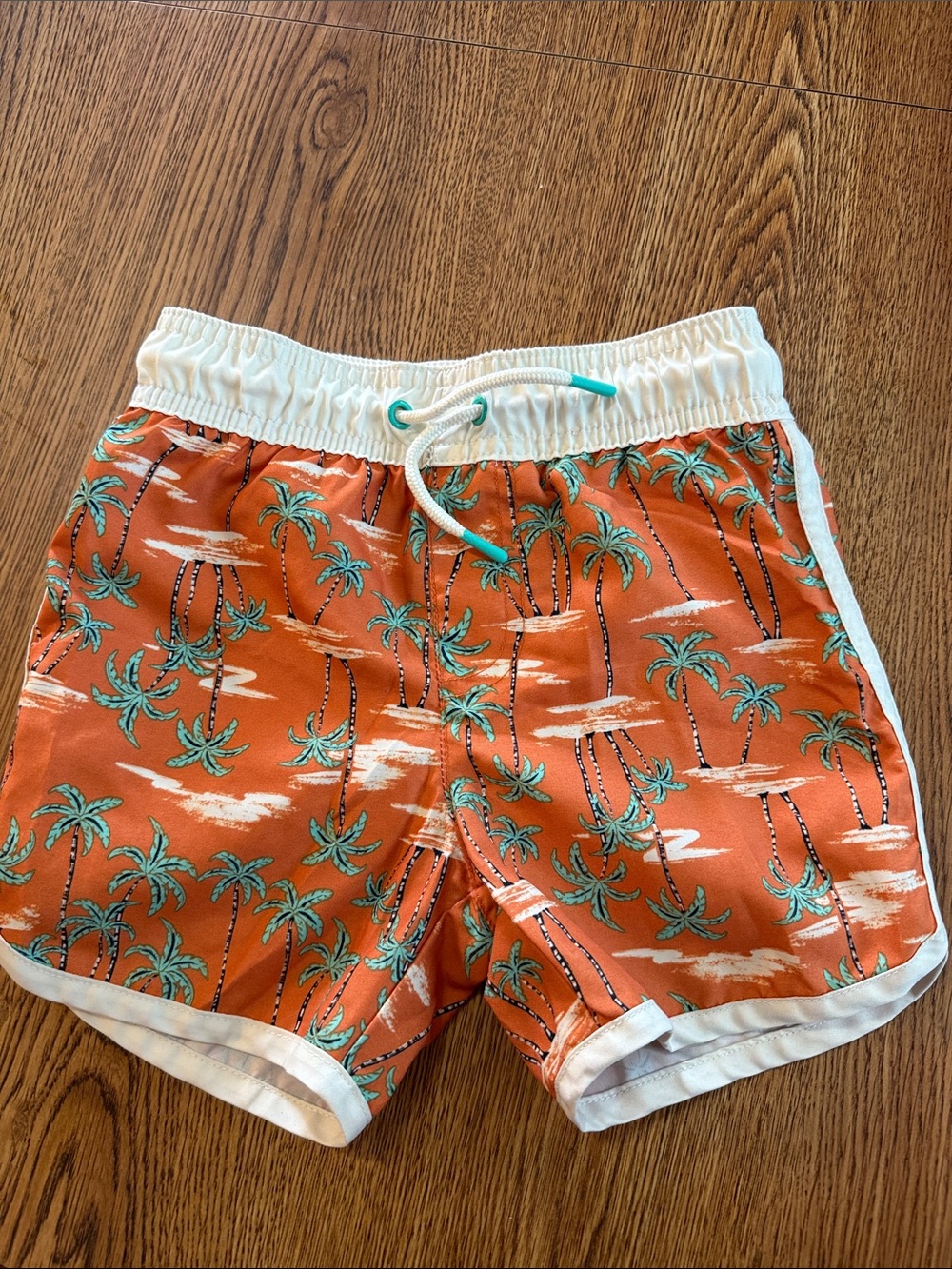 Cat & Jack Orange Elastic Waist Swim Shorts with White Mesh Liner